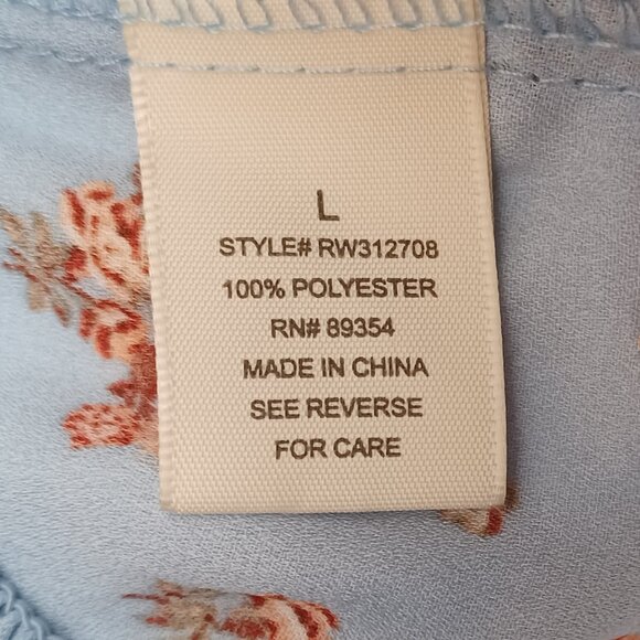 Women's No Comment Blue Floral Daisy Duke Southern Country Off Shoulder Sz Large - Picture 10 of 12